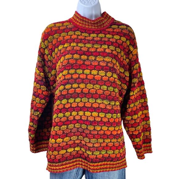 Chunky Knit Retro Sweater Sz M Lisa International Groovy - Picture 1 of 6